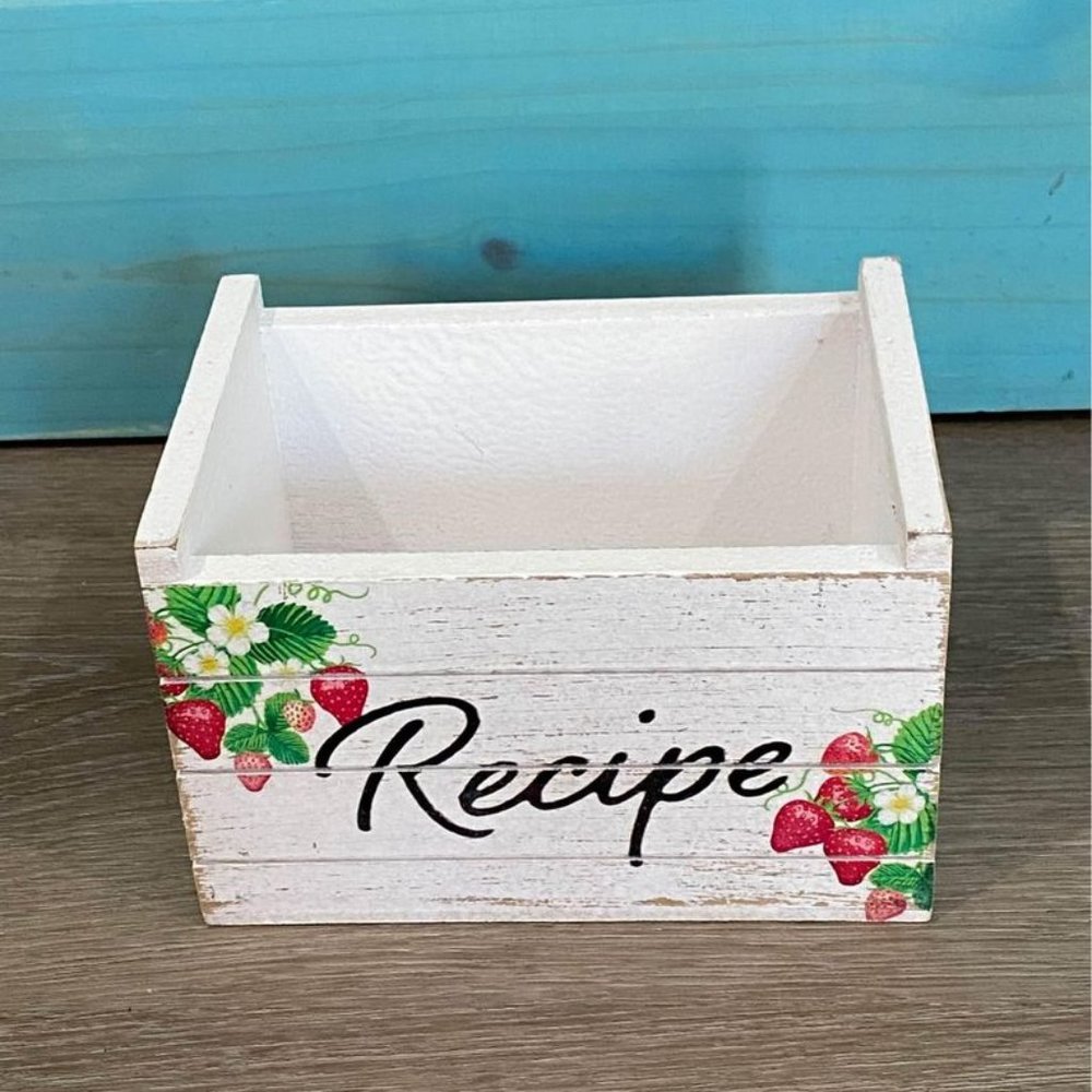 White Wood Crate Recipe Storage Box